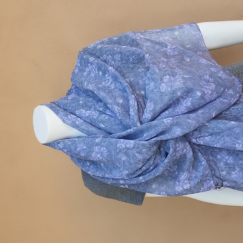 Oversized Handmade Scarf Wrap Sarong Cover Up from Indonesia Periwinkle Floral - Picture 13 of 16